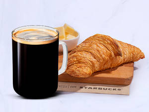 Short Blonde Americano with Butter Croissant