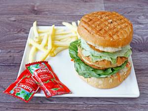 Regular Veg Burger With Fries