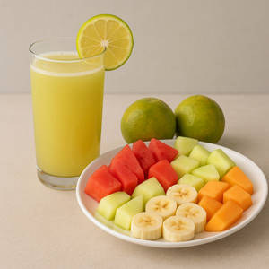Mosambi Juice + Fruit Platter