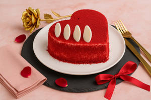 Red Velvet Heart Cake & Metal Rose Combo