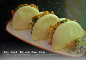 Chilli Basil Chicken Bao Buns