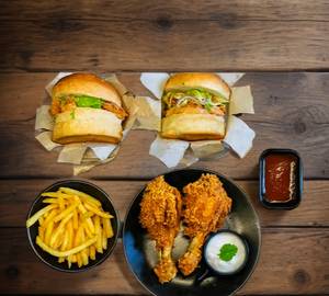 Meal2  (2 chicken burger+2 leg+ mid fries)