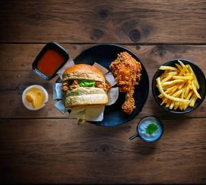 Meal 1. (1 chicken burger+1Leg + Regular Fries)