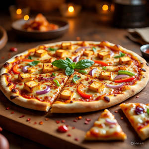 Spicy paneer pizza