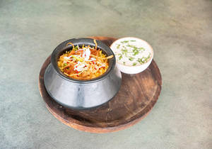 Veg Dum Biryani With Raita