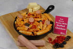 Pink Sauce Pasta With Stuffed Chicken