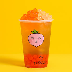 Peach Iced Boba Tea