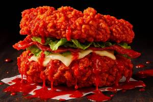 Saucy Hot Double Down Burger