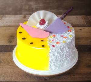 Pineapple cake with fruit cocktail