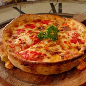 Deep Dish Mushroom + Spinach Pizza