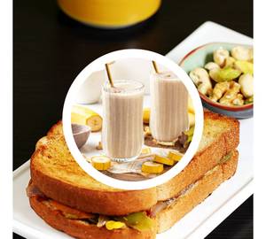 Bread Omelette and Banana Milkshake