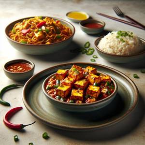 Fried Rice + Paneer Chilli with Gravy