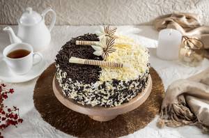 Duet Cake (white and black forest) Cake
