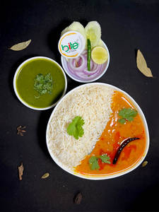 Dal Chawal With Boondi Raita