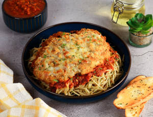Chicken Parmigiana with Spaghetti