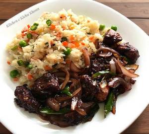 Veg Fried Rice With Chicken Bhuna Masala