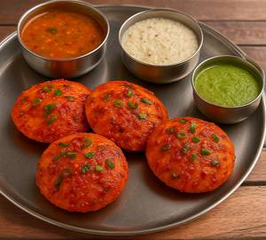 Schezwan Idali (5 Pcs) + Sambar + 3 Chutneys