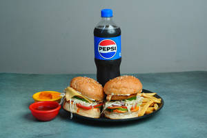 2 Chicken Burger & 750ml Soft Drink