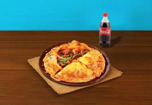Cheese Burst Chicken Schezwan Stuffed Pizza + Free Coke (250 Ml)