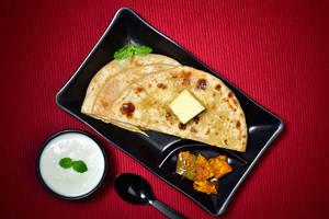2 Aloo Paratha and Pickle with Dahi