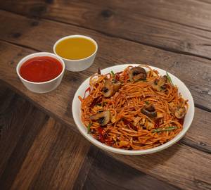 Mushroom schezwan noodles