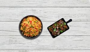 Veg Schezwan Fried Rice + Veg Manchurian Dry