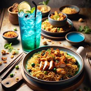 Chicken Chowmein With Blue Lagoon