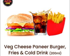 Veg Cheese Paneer Burger + Fries And Cold Drink (250 Ml)