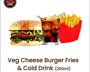 Veg Cheese Burger + Fries And Cold Drink (250 Ml)
