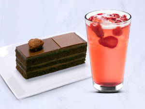 Tall Strawberry Acai Lemonade with Chocolate Truffle Pastry
