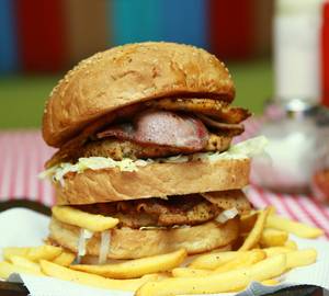 Breakfast Meat Burger Double Decker