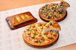 Double Delight Veg Combo (2 Veg Pizzas) & (Free Garlic Bread)