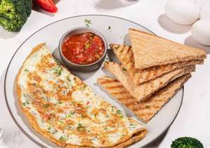 Masala Omlette {3Eggs} With Grilled Bread &Dip