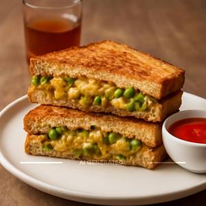 Cheese aloo matar sandwich