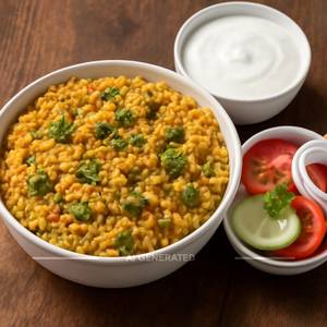 Masala Khichdi With Curd And Salad