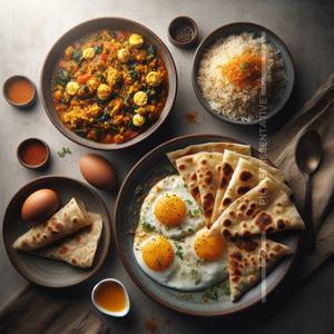 Egg Bhurji+Tawa Chapati(4pcs.)+Egg Fry Rice