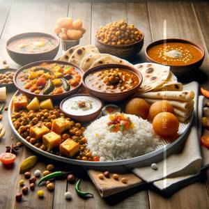 Paneer Masala +Chana Masala+Dal Fry+Jeera Rice +Dahi+Gulab Jamun(2pcs)+Papad+ Tawa Roti (4pcs.)