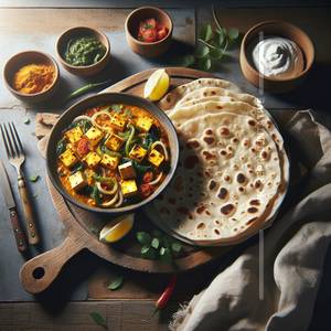 Palak Paneer with 2 Pc Plain Chapati                                            