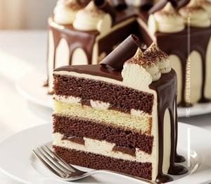 Choco Vanilla Cream Cake (1 Pc)