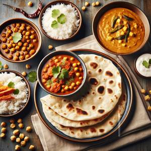Chana Masala+Tandoori Roti (4pcs.)+Plain Rice+Plain Dal