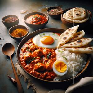 Egg Masala+Chapati(4pcs.)+Plain Rice 