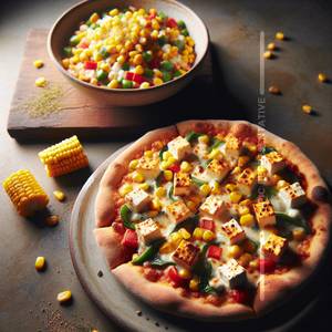 Cheese corn paneer pizza                           