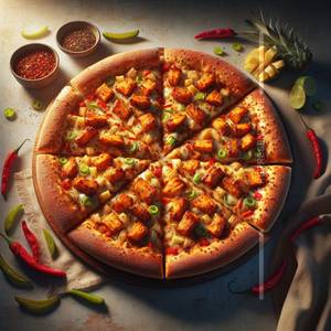 9" Inches (medium 6 Pieces) Spicy Chicken Hawaii Pizza