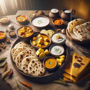 Shahi Paneer + Dum Aloo + 6 Butter Roti + Plain Raita