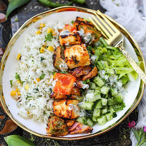 Grilled Paneer Rice Meal