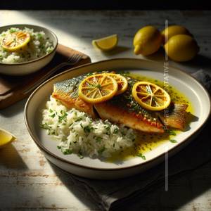 Butter Lemon  Fish (With Herb Rice)