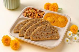 Sabudana Paratha with Dum Aloo and Masala Arbi