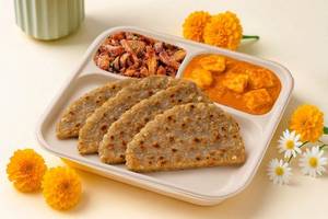 Sabudana Paratha with Paneer Makhmali and Masala Arbi