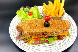 Roasted Veggies & Cheese Melt "grilled" Sandwich