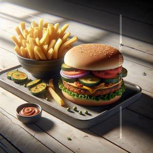 Veg Burger + Fries                   